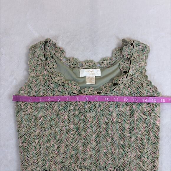 Vintage Kroshetta by Papillion Green & Pink Lined Maxi Dress Size XS Bnfts Chrty - Picture 5 of 10